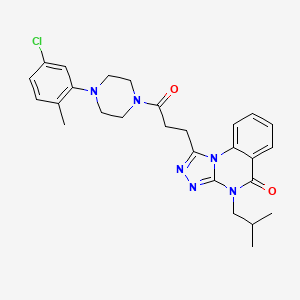 molecular formula C27H31ClN6O2 B11414536 1-{3-[4-(5-chloro-2-methylphenyl)piperazin-1-yl]-3-oxopropyl}-4-(2-methylpropyl)-4H,5H-[1,2,4]triazolo[4,3-a]quinazolin-5-one 