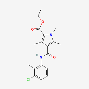 molecular formula C18H21ClN2O3 B11414569 Ethyl 4-[(3-chloro-2-methylphenyl)carbamoyl]-1,3,5-trimethyl-1H-pyrrole-2-carboxylate 