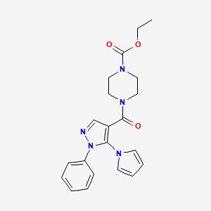 ethyl 4-{[1-phenyl-5-(1H-pyrrol-1-yl)-1H-pyrazol-4-yl]carbonyl}piperazine-1-carboxylate