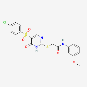 molecular formula C19H16ClN3O5S2 B11414619 2-((5-((4-chlorophenyl)sulfonyl)-6-oxo-1,6-dihydropyrimidin-2-yl)thio)-N-(3-methoxyphenyl)acetamide 