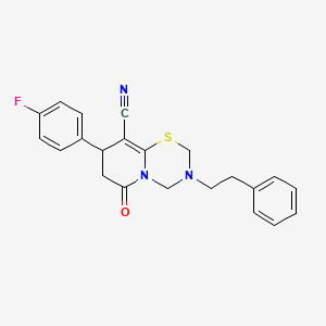 8-(4-fluorophenyl)-6-oxo-3-(2-phenylethyl)-3,4,7,8-tetrahydro-2H,6H-pyrido[2,1-b][1,3,5]thiadiazine-9-carbonitrile