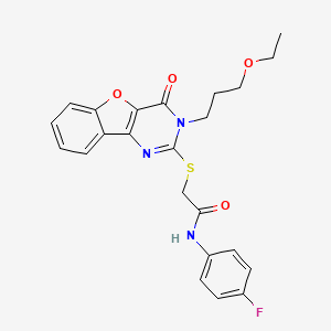 2-{[3-(3-ethoxypropyl)-4-oxo-3,4-dihydro[1]benzofuro[3,2-d]pyrimidin-2-yl]sulfanyl}-N-(4-fluorophenyl)acetamide