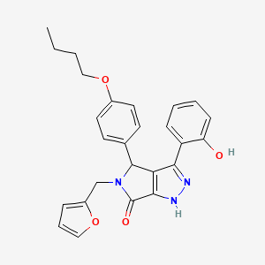 molecular formula C26H25N3O4 B11414669 4-(4-butoxyphenyl)-5-(furan-2-ylmethyl)-3-(2-hydroxyphenyl)-4,5-dihydropyrrolo[3,4-c]pyrazol-6(1H)-one 