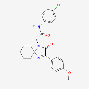 molecular formula C23H24ClN3O3 B11414672 N-(4-chlorophenyl)-2-[3-(4-methoxyphenyl)-2-oxo-1,4-diazaspiro[4.5]dec-3-en-1-yl]acetamide 