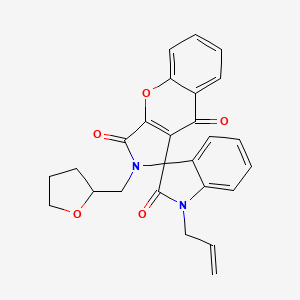 molecular formula C26H22N2O5 B11414700 1'-(prop-2-en-1-yl)-2-(tetrahydrofuran-2-ylmethyl)-2H-spiro[chromeno[2,3-c]pyrrole-1,3'-indole]-2',3,9(1'H)-trione 