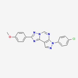 molecular formula C19H13ClN6O B11414714 7-(4-chlorophenyl)-2-(4-methoxyphenyl)-7H-pyrazolo[4,3-e][1,2,4]triazolo[1,5-c]pyrimidine 