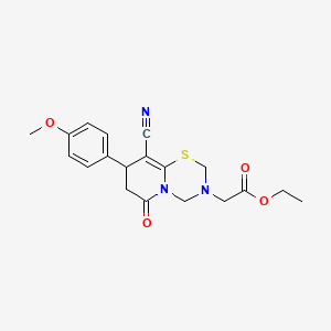 ethyl [9-cyano-8-(4-methoxyphenyl)-6-oxo-7,8-dihydro-2H,6H-pyrido[2,1-b][1,3,5]thiadiazin-3(4H)-yl]acetate