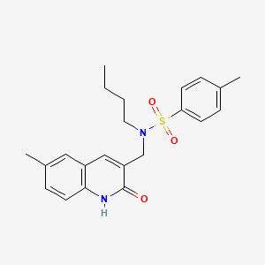 molecular formula C22H26N2O3S B11414773 N-butyl-4-methyl-N-[(6-methyl-2-oxo-1,2-dihydroquinolin-3-yl)methyl]benzenesulfonamide 