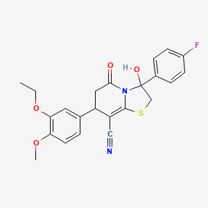 molecular formula C23H21FN2O4S B11414815 7-(3-ethoxy-4-methoxyphenyl)-3-(4-fluorophenyl)-3-hydroxy-5-oxo-2,3,6,7-tetrahydro-5H-[1,3]thiazolo[3,2-a]pyridine-8-carbonitrile 