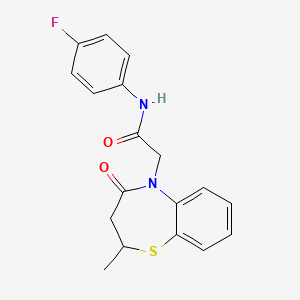 molecular formula C18H17FN2O2S B11414894 N-(4-fluorophenyl)-2-(2-methyl-4-oxo-3,4-dihydrobenzo[b][1,4]thiazepin-5(2H)-yl)acetamide 