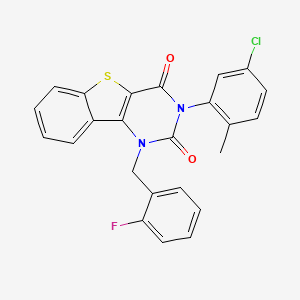 molecular formula C24H16ClFN2O2S B11414900 3-(5-chloro-2-methylphenyl)-1-(2-fluorobenzyl)[1]benzothieno[3,2-d]pyrimidine-2,4(1H,3H)-dione 