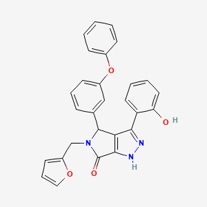 molecular formula C28H21N3O4 B11414933 5-(furan-2-ylmethyl)-3-(2-hydroxyphenyl)-4-(3-phenoxyphenyl)-4,5-dihydropyrrolo[3,4-c]pyrazol-6(1H)-one 