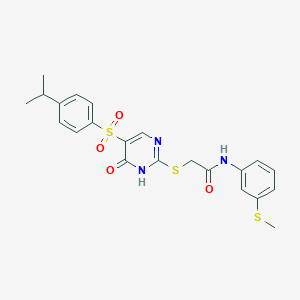 N-(3-methylsulfanylphenyl)-2-[[6-oxo-5-(4-propan-2-ylphenyl)sulfonyl-1H-pyrimidin-2-yl]sulfanyl]acetamide