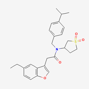 molecular formula C26H31NO4S B11414949 N-(1,1-dioxidotetrahydrothiophen-3-yl)-2-(5-ethyl-1-benzofuran-3-yl)-N-[4-(propan-2-yl)benzyl]acetamide 