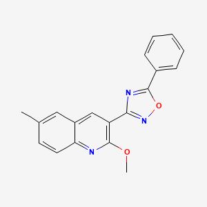 molecular formula C19H15N3O2 B11414975 2-Methoxy-6-methyl-3-(5-phenyl-1,2,4-oxadiazol-3-yl)quinoline 