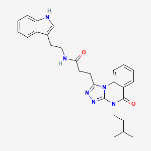 molecular formula C27H30N6O2 B11415011 N-[2-(1H-indol-3-yl)ethyl]-3-[4-(3-methylbutyl)-5-oxo-4H,5H-[1,2,4]triazolo[4,3-a]quinazolin-1-yl]propanamide 