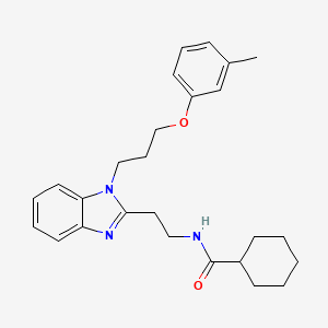 N-(2-{1-[3-(3-methylphenoxy)propyl]-1H-benzimidazol-2-yl}ethyl)cyclohexanecarboxamide