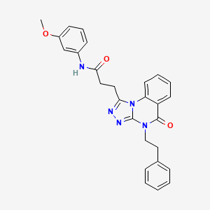 molecular formula C27H25N5O3 B11415086 N-(3-methoxyphenyl)-3-[5-oxo-4-(2-phenylethyl)-4H,5H-[1,2,4]triazolo[4,3-a]quinazolin-1-yl]propanamide 