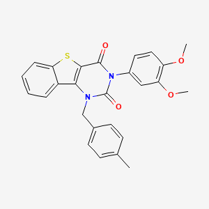 molecular formula C26H22N2O4S B11415093 3-(3,4-dimethoxyphenyl)-1-(4-methylbenzyl)[1]benzothieno[3,2-d]pyrimidine-2,4(1H,3H)-dione 