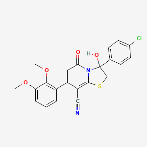 molecular formula C22H19ClN2O4S B11415103 3-(4-chlorophenyl)-7-(2,3-dimethoxyphenyl)-3-hydroxy-5-oxo-2,3,6,7-tetrahydro-5H-[1,3]thiazolo[3,2-a]pyridine-8-carbonitrile 