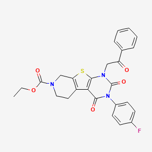 ethyl 4-(4-fluorophenyl)-3,5-dioxo-6-phenacyl-8-thia-4,6,11-triazatricyclo[7.4.0.02,7]trideca-1(9),2(7)-diene-11-carboxylate