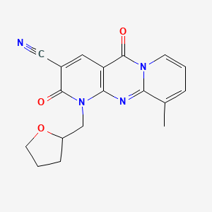 molecular formula C18H16N4O3 B11415260 11-methyl-2,6-dioxo-7-(oxolan-2-ylmethyl)-1,7,9-triazatricyclo[8.4.0.03,8]tetradeca-3(8),4,9,11,13-pentaene-5-carbonitrile 