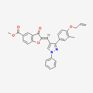 methyl (2Z)-2-({3-[3-methyl-4-(prop-2-en-1-yloxy)phenyl]-1-phenyl-1H-pyrazol-4-yl}methylidene)-3-oxo-2,3-dihydro-1-benzofuran-5-carboxylate