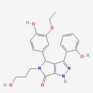 molecular formula C22H23N3O5 B11415285 4-(3-ethoxy-4-hydroxyphenyl)-3-(2-hydroxyphenyl)-5-(3-hydroxypropyl)-4,5-dihydropyrrolo[3,4-c]pyrazol-6(1H)-one 