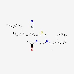 8-(4-methylphenyl)-6-oxo-3-(1-phenylethyl)-3,4,7,8-tetrahydro-2H,6H-pyrido[2,1-b][1,3,5]thiadiazine-9-carbonitrile