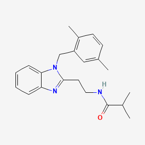 molecular formula C22H27N3O B11415394 N-{2-[1-(2,5-dimethylbenzyl)-1H-benzimidazol-2-yl]ethyl}-2-methylpropanamide 