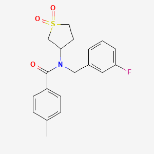 molecular formula C19H20FNO3S B11415429 N-(1,1-dioxidotetrahydrothiophen-3-yl)-N-(3-fluorobenzyl)-4-methylbenzamide 