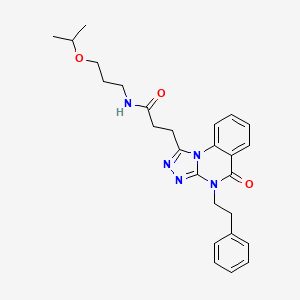 molecular formula C26H31N5O3 B11415439 3-[5-oxo-4-(2-phenylethyl)-4H,5H-[1,2,4]triazolo[4,3-a]quinazolin-1-yl]-N-[3-(propan-2-yloxy)propyl]propanamide 