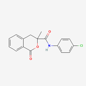 molecular formula C17H14ClNO3 B11415447 N-(4-chlorophenyl)-3-methyl-1-oxo-3,4-dihydro-1H-isochromene-3-carboxamide 