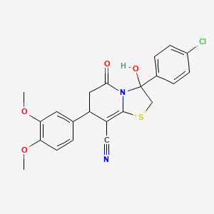 3-(4-chlorophenyl)-7-(3,4-dimethoxyphenyl)-3-hydroxy-5-oxo-2,3,6,7-tetrahydro-5H-[1,3]thiazolo[3,2-a]pyridine-8-carbonitrile