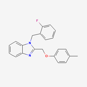 molecular formula C22H19FN2O B11415516 1-(2-fluorobenzyl)-2-[(4-methylphenoxy)methyl]-1H-benzimidazole 