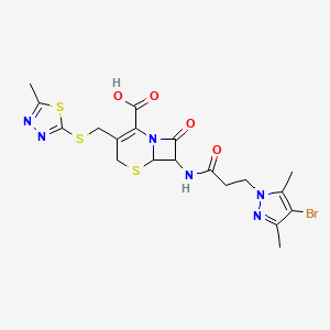 molecular formula C19H21BrN6O4S3 B11415532 7-{[3-(4-bromo-3,5-dimethyl-1H-pyrazol-1-yl)propanoyl]amino}-3-{[(5-methyl-1,3,4-thiadiazol-2-yl)sulfanyl]methyl}-8-oxo-5-thia-1-azabicyclo[4.2.0]oct-2-ene-2-carboxylic acid 