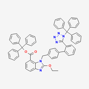 molecular formula C62H48N6O3 B1141556 Triphenylmethyl 2-ethoxy-1-({2'-[1-(triphenylmethyl)-1H-tetrazol-5-yl][1,1'-biphenyl]-4-yl}methyl)-1H-benzimidazole-7-carboxylate CAS No. 1215772-81-8