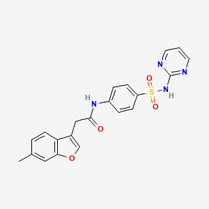 2-(6-methyl-1-benzofuran-3-yl)-N-[4-(pyrimidin-2-ylsulfamoyl)phenyl]acetamide