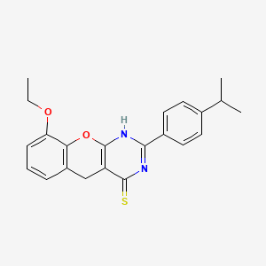 molecular formula C22H22N2O2S B11415599 9-ethoxy-2-[4-(propan-2-yl)phenyl]-3H,4H,5H-chromeno[2,3-d]pyrimidine-4-thione 