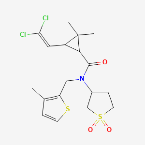 molecular formula C18H23Cl2NO3S2 B11415604 3-(2,2-dichloroethenyl)-N-(1,1-dioxidotetrahydrothiophen-3-yl)-2,2-dimethyl-N-[(3-methylthiophen-2-yl)methyl]cyclopropanecarboxamide 