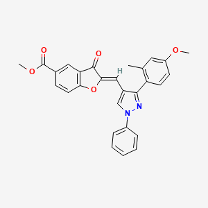 methyl (2Z)-2-{[3-(4-methoxy-2-methylphenyl)-1-phenyl-1H-pyrazol-4-yl]methylidene}-3-oxo-2,3-dihydro-1-benzofuran-5-carboxylate