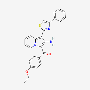 molecular formula C26H21N3O2S B11415610 [2-Amino-1-(4-phenyl-1,3-thiazol-2-yl)indolizin-3-yl](4-ethoxyphenyl)methanone 