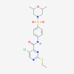 molecular formula C19H23ClN4O4S2 B11415632 5-chloro-N-{4-[(2,6-dimethylmorpholin-4-yl)sulfonyl]phenyl}-2-(ethylsulfanyl)pyrimidine-4-carboxamide 