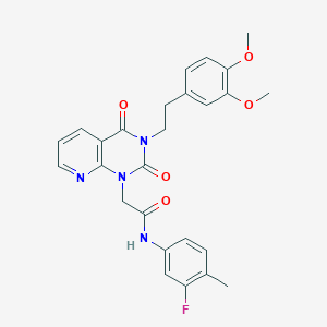 molecular formula C26H25FN4O5 B11415660 2-{3-[2-(3,4-dimethoxyphenyl)ethyl]-2,4-dioxo-1H,2H,3H,4H-pyrido[2,3-d]pyrimidin-1-yl}-N-(3-fluoro-4-methylphenyl)acetamide 