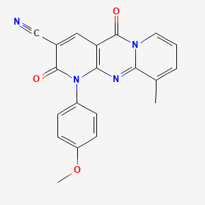 molecular formula C20H14N4O3 B11415677 7-(4-methoxyphenyl)-11-methyl-2,6-dioxo-1,7,9-triazatricyclo[8.4.0.03,8]tetradeca-3(8),4,9,11,13-pentaene-5-carbonitrile 