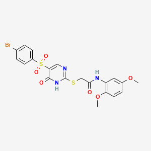 molecular formula C20H18BrN3O6S2 B11415686 2-((5-((4-bromophenyl)sulfonyl)-6-oxo-1,6-dihydropyrimidin-2-yl)thio)-N-(2,5-dimethoxyphenyl)acetamide 