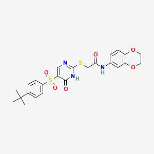 2-((5-((4-(tert-butyl)phenyl)sulfonyl)-6-oxo-1,6-dihydropyrimidin-2-yl)thio)-N-(2,3-dihydrobenzo[b][1,4]dioxin-6-yl)acetamide