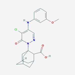 molecular formula C22H24ClN3O4 B11415753 1-{5-Chloro-4-[(3-methoxyphenyl)amino]-6-oxo-1,6-dihydropyridazin-1-YL}adamantane-2-carboxylic acid 