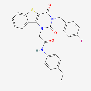 molecular formula C27H22FN3O3S B11415761 N-(4-ethylphenyl)-2-[3-(4-fluorobenzyl)-2,4-dioxo-3,4-dihydro[1]benzothieno[3,2-d]pyrimidin-1(2H)-yl]acetamide 