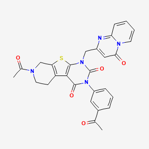 11-acetyl-4-(3-acetylphenyl)-6-[(4-oxopyrido[1,2-a]pyrimidin-2-yl)methyl]-8-thia-4,6,11-triazatricyclo[7.4.0.02,7]trideca-1(9),2(7)-diene-3,5-dione